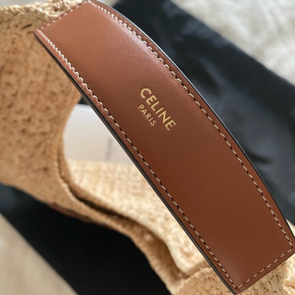 CELINE CLASSIC PANIER HOBO BAG IN RAFFIA AND CALFSKIN WICKER TAN STRAW SUMMER - Picture 7 of 14